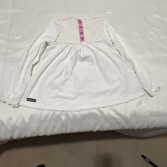 Matilda Jane Ivory Cottagecore Crochet Lace Dress 10 Button Pink Stripe Boho - Picture 10 of 14